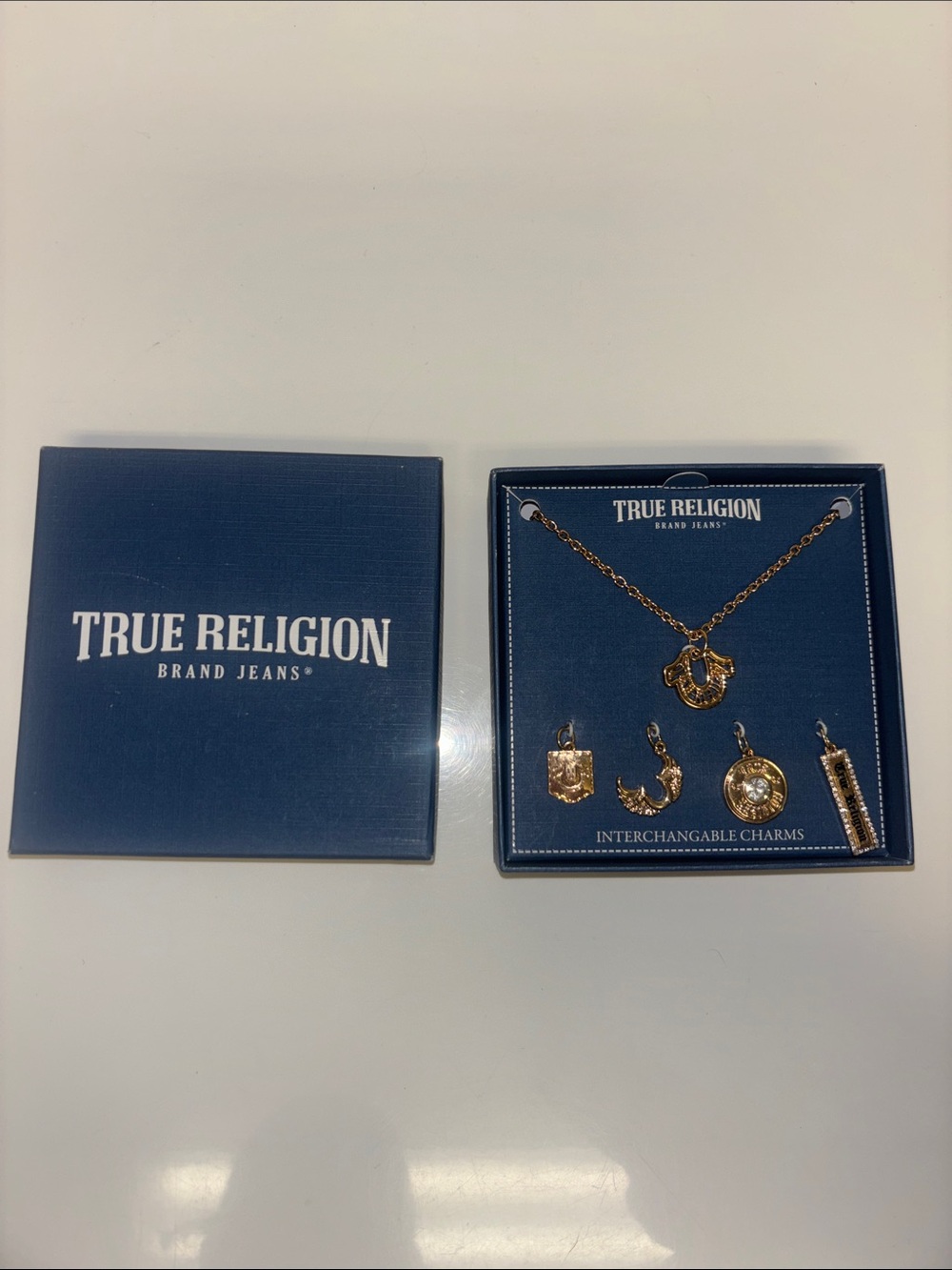 True Religion Gold Tone Interchangeable Charm Necklace Set